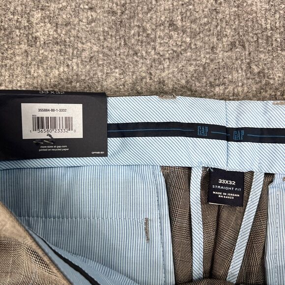 Gap Pants Mens 33 Grey Plaid Flat Front Straight Fit Mid Rise Cotton Dress * - Picture 5 of 14